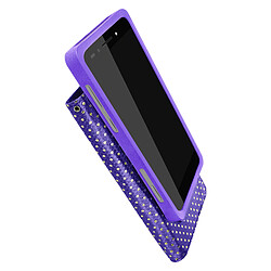 Avizar Etui à Pois Smartphone 4,3 à 4,7 Clapet Portefeuille Support et Miroir violet