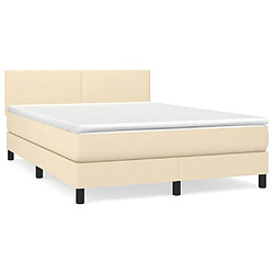 vidaXL Sommier à lattes de lit avec matelas Crème 140x190 cm Tissu