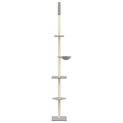 Helloshop26 Arbre à chat meuble tour grimper jouet grattage grattoir escalade plateforme du sol au plafond clair 263,5-289,5 cm gris 02_0022756