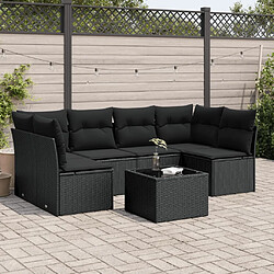 Maison Chic Salon de jardin 7 pcs avec coussins | Ensemble de Table et chaises | Mobilier d'Extérieur noir résine tressée -GKD19288