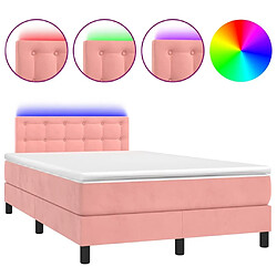 Sommier à lattes et LED,Cadre à lattes de lit avec matelas pour Adulte Rose 120x200cm -MN90517