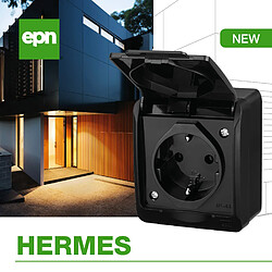 Acheter asvendo elektro HERMES Série moderne en saillie / interrupteur / double interrupteur / prise multiple / protection contre l'eau IP44 / extérieur / noir (1 prise)