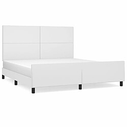 Maison Chic Lit adulte - Cadre Structure de lit avec tête de lit Contemporain Blanc 160x200 cm Similicuir -MN57206