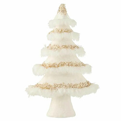 Paris Prix Sapin de Noël Velours Plumes 51cm Blanc & Or