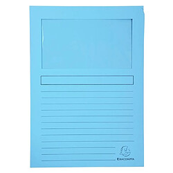 Exacompta Paquet de 100 chemises à fenêtre SUPER 160g/m2 - 22x31cm - Bleu clair