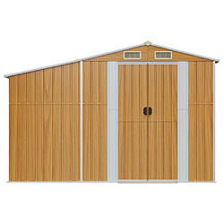 Helloshop26 Abri de jardin cabane cabanon maison de stockage remise extérieur hangar outils robuste 277 x 93 x 179 cm acier galvanisé marron 02_0022286