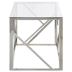 Acheter Maison Chic Table basse pour salon | Table à café argenté acier inoxydable et verre trempé -GKD82317