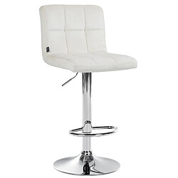 Decoshop26 Tabouret de bar chaise haute x 1 avec coutures décoratives carrées assise en velours crème pieds en métal chromé 10_0005324