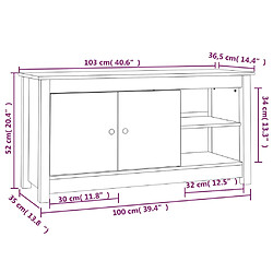 vidaXL Meuble TV Blanc 103x36,5x52 cm Bois de pin massif pas cher