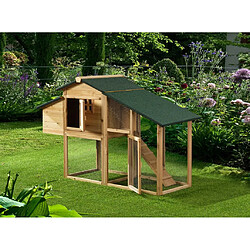 Vente-Unique Poulailler en bois avec enclos - 4 poules - L. 173 x P. 64 x H. 108 cm - Naturel - LEVAS