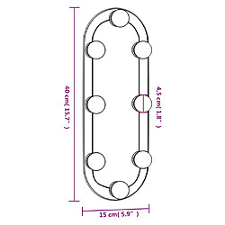 vidaXL Miroir mural avec lumières LED 15x40 cm verre ovale pas cher