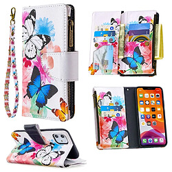 Etui en PU fermeture à glissière d'impression de modèle trois papillons pour votre Apple iPhone 11 6.1 pouces