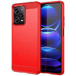 Htdmobiles Coque pour Xiaomi Poco X5 Pro 5G / Redmi Note 12 Pro 5G - housse etui silicone gel carbone + verre trempe - ROUGE