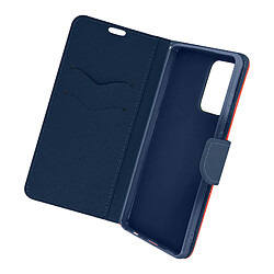 Avizar Housse pour Redmi 10 et 10 2022 effet Cuir Saffiano Portefeuille Rouge et Bleu