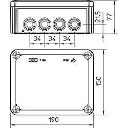 Avis Bettermann Boîte de Dérivation- IP66 - 190 x 150 x 77 mm, 16 mm, T-160