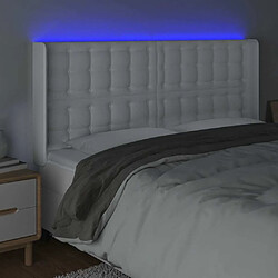 Acheter Maison Chic Tête de lit scandinave à LED,meuble de chambre Blanc 203x16x118/128 cm Similicuir -MN66092