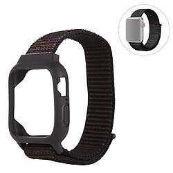 Wewoo Pour Apple Watch Series 5 & 4 44 mm / 3 & 2 & 1 42 mm Bracelet de montre en nylon avec crochet et fermeture à boucle noir brun