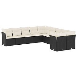 Maison Chic Salon de jardin 10 pcs avec coussins | Ensemble de Table et chaises | Mobilier d'Extérieur noir résine tressée -GKD99993