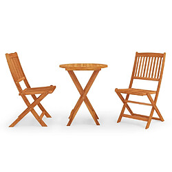 Maison Chic Mobilier à dîner pliable 3 pcs de jardin - Ensemble table et chaises d'extérieur - Salon/Mobilier de jardin classique Bois d'eucalyptus -MN36772