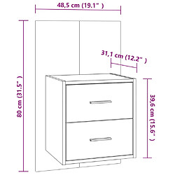 vidaXL Table de chevet murale Blanc brillant pas cher