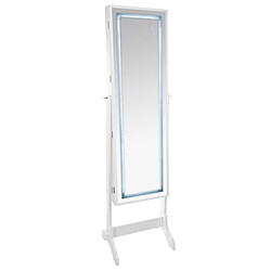 Pegane Armoire à bijoux LED blanche - L. 34 x H. 117 cm 