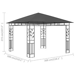 Maison Chic Auvent,Belvédère d'extérieur avec moustiquaire,Tonnelle 3x3x2,73 m Anthracite 180 g/m² -GKD44075 pas cher