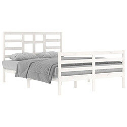 Avis Maison Chic Lit adulte - Lit simple Cadre de lit,Structure du lit Contemporain Blanc Bois massif 140x200 cm -MN72450