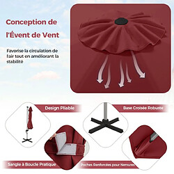 Avis Helloshop26 Parasol extérieur de 33 cm parasol rond en porte-a-faux avec rotation à 360° inclinaison réglable parasol déporté résistant au vent rouge 20_0009020