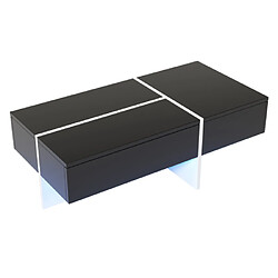 ComfortXL Table basse hautement brillante avec LED, noir et blanc, 100x50x34,5 cm pas cher