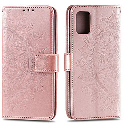 Etui en PU empreinte fleur or rose pour votre Samsung Galaxy A51 5G SM-A516