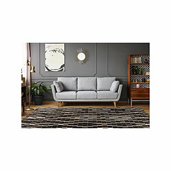 Paris Prix Tapis Fait Main en Cuir Lavin Noir & Blanc 120 x 170 cm pas cher