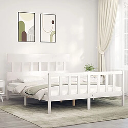 Maison Chic Cadre/structure de lit avec tête de lit pour adulte - Lit Moderne Chambre blanc King Size bois massif -MN57625