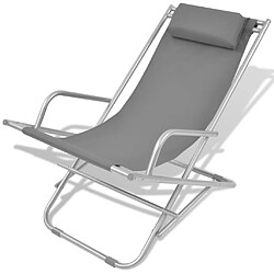 Helloshop26 Lot de deux chaises inclinables de terrasse acier gris 02_0011903