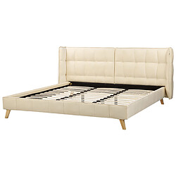 Beliani Lit double 180 x 200 cm en velours beige SENLIS pas cher