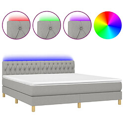 vidaXL Sommier à lattes de lit matelas LED Gris clair 160x200 cm Tissu