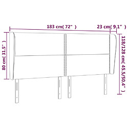 Acheter vidaXL Tête de lit avec oreilles Gris foncé 183x23x118/128 cm Tissu