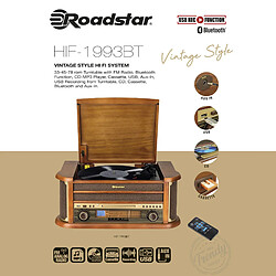 Roadstar ROAHIF1993DBT HiFi rétro Bois avec Tourne-disques (Bluetooth, FM, CD) Couleur Bois