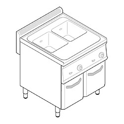 Cuiseur a Pates professionnel électrique 2 cuves - Tecnoinox