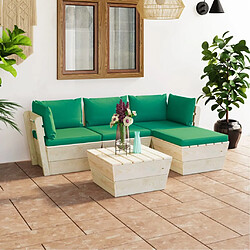 vidaXL Salon de jardin palette 5 pcs avec coussins bois d'épicéa