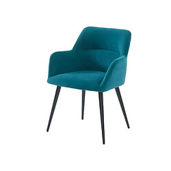 Vente-Unique Lot de 6 chaises avec accoudoirs en tissu et métal noir - Bleu - HEKA pas cher