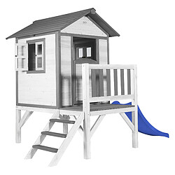 AXI Maison Enfant Beach Lodge XL en BLANC avec Toboggan Bleu | Maison de Jeux en Bois FFC pour Les Enfants | Maisonnette / Cabane en Bois