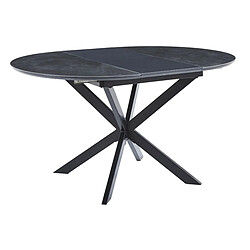 Acheter Pegane Table à manger ronde extensible en céramique coloris noir / pieds noir - Diamètre 100-140 x hauteur 75 cm