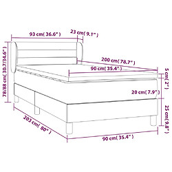 vidaXL Sommier à lattes de lit avec matelas Bleu 90x200 cm Tissu pas cher