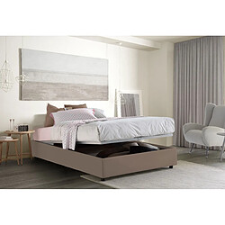 Autrement Talamo Italia Lit Silvia de style français avec conteneur, Made in Italy, en tissu déhoussable, 140x200 cm, avec ouverture frontale, Taupe, avec matelas inclus.