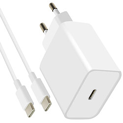 Mayaxess Chargeur Rapide pour iPhone 15 et iPhone 16 20W avec Câble USB-C Blanc