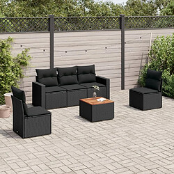 Maison Chic Ensemble Tables et chaises d'extérieur 6pcs avec coussins,Salon de jardin noir résine tressée -GKD663736