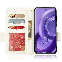 Etui en PU texture litchi, fermoir magnétique double, anti-chocs avec support pour votre Motorola Edge 30 Neo 5G - blanc