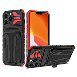 Coque en TPU anti-chute avec porte-cartes détachable rouge pour votre Apple iPhone 13 Pro 6.1 pouces