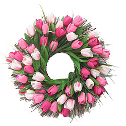 Avis Guirlande de tulipes simulées guirlande d'automne décor de porte d'entrée 45cm dia. Rose