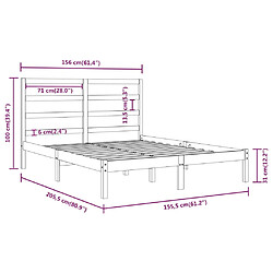 vidaXL Cadre de lit sans matelas gris 150x200 cm bois massif pas cher